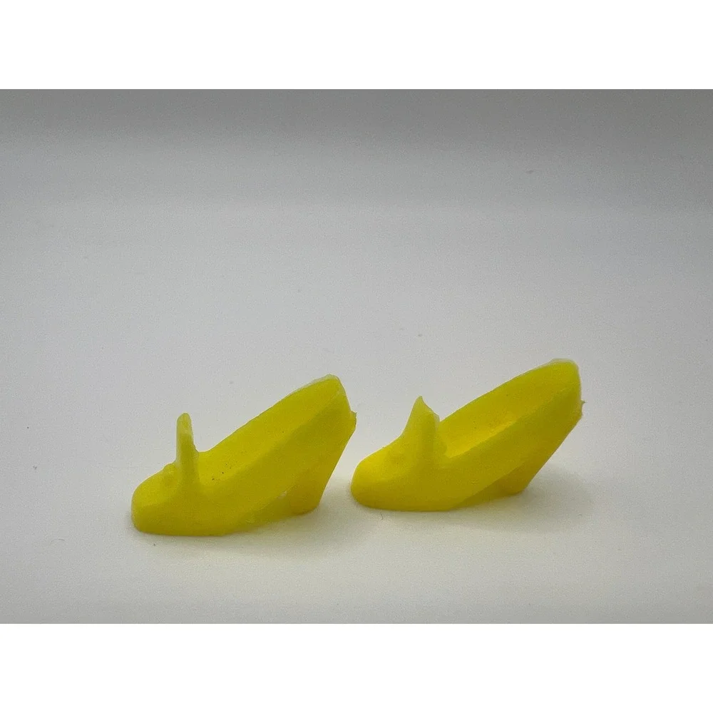 Vintage Mattel Barbie Yellow Pilgrim Square Toe Heels Hong Kong Doll Shoes 1970s